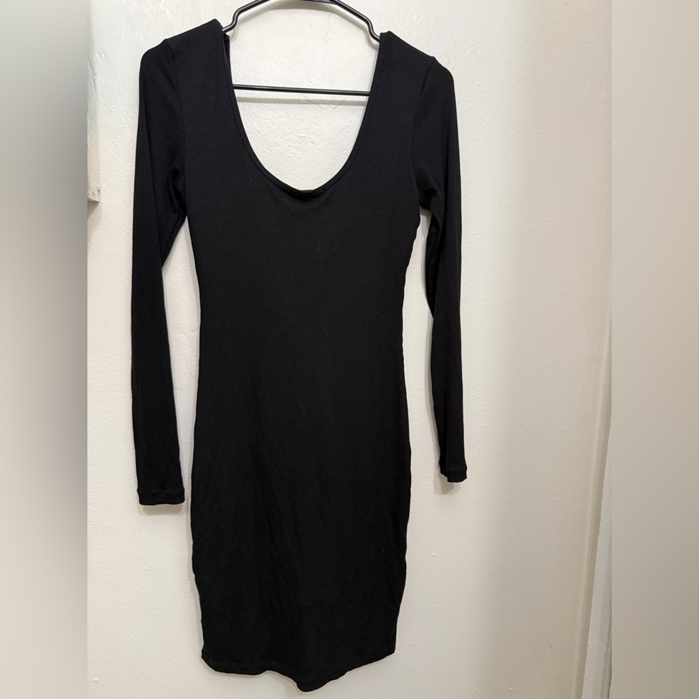 Fashion Nova Elegant Black Ribbed Dress